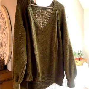 Free People Dark Green oversized sweater